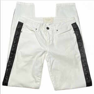 Rachel Roy Denim White & Black Tuxedo Skinny Jeans 26